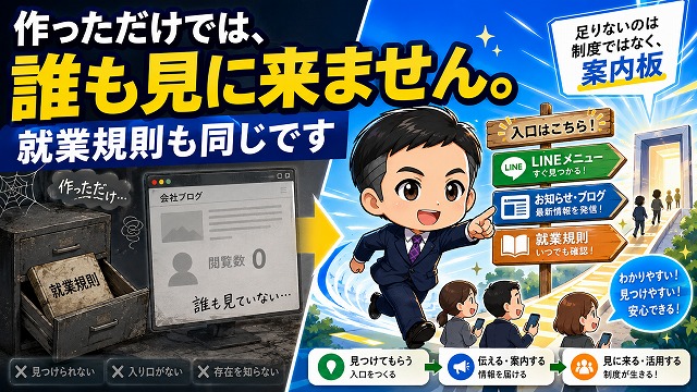 作っただけでは、誰も見に来ません。就業規則も同じです。